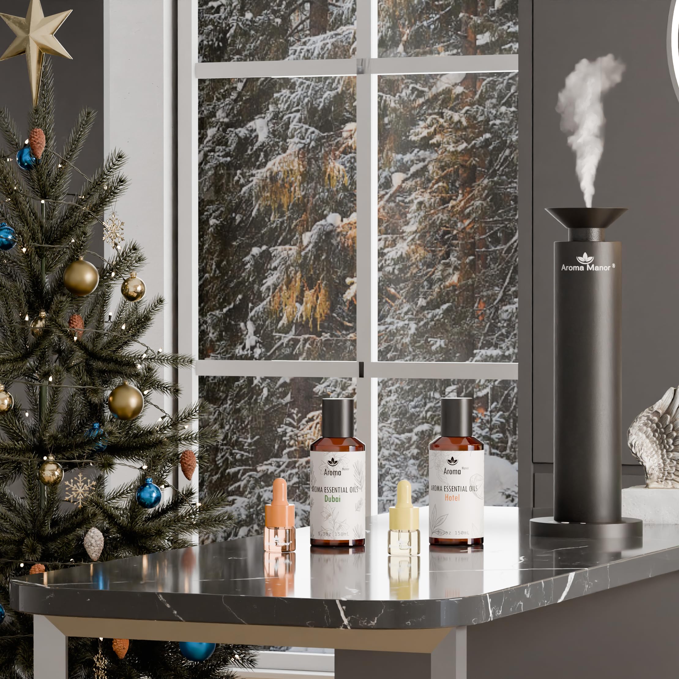 Aroma Manor oil scent notes highlight amber warmth for premium hotel ambiance.