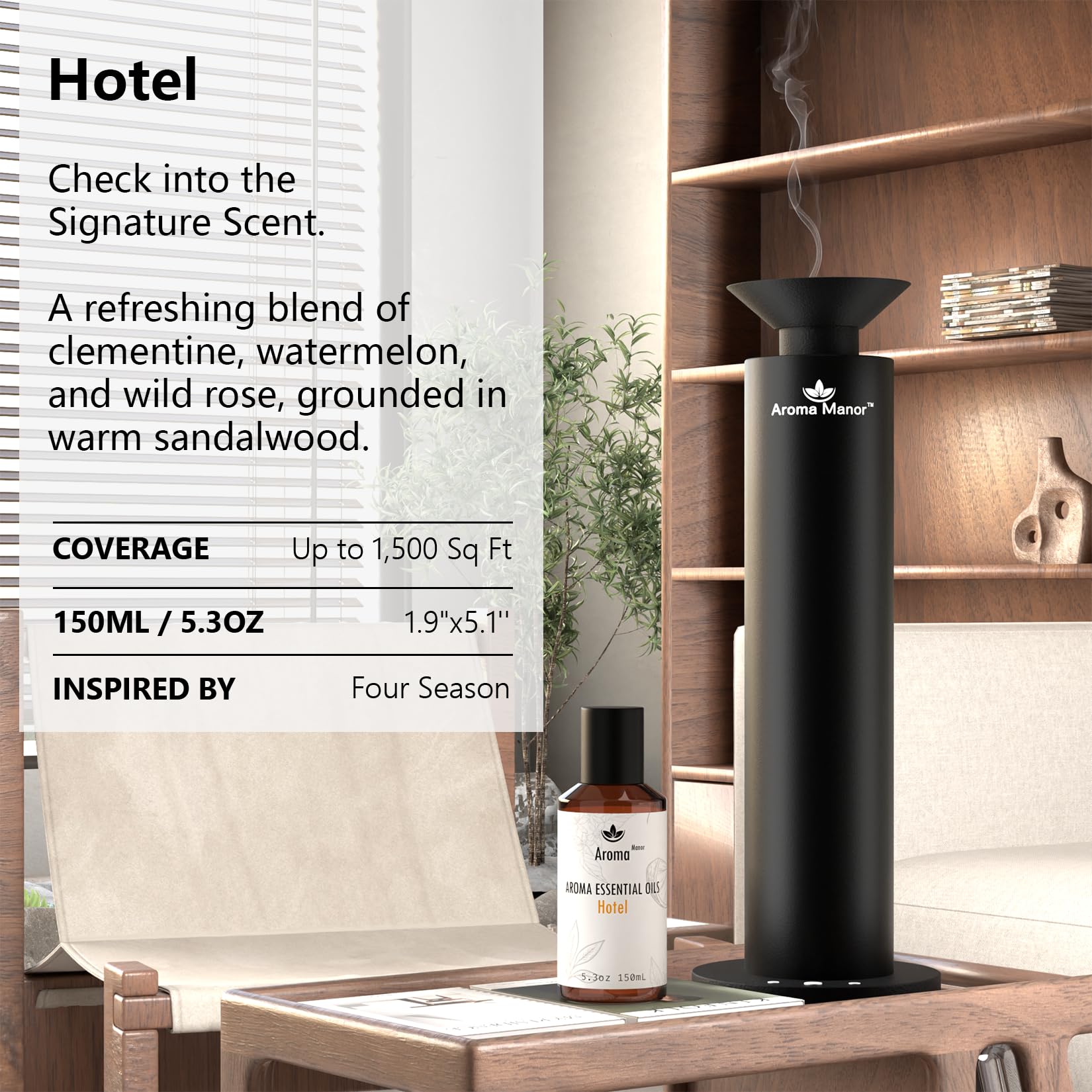 Aroma Manor diffuser oil glass bottle showcases pure, undiluted fragrance for long-lasting aroma.