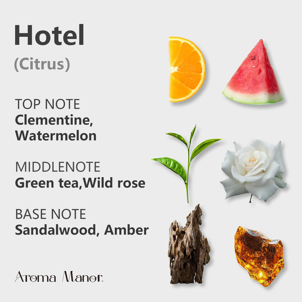 Aroma Manor oil with reed diffuser for continuous fragrance in small spaces.