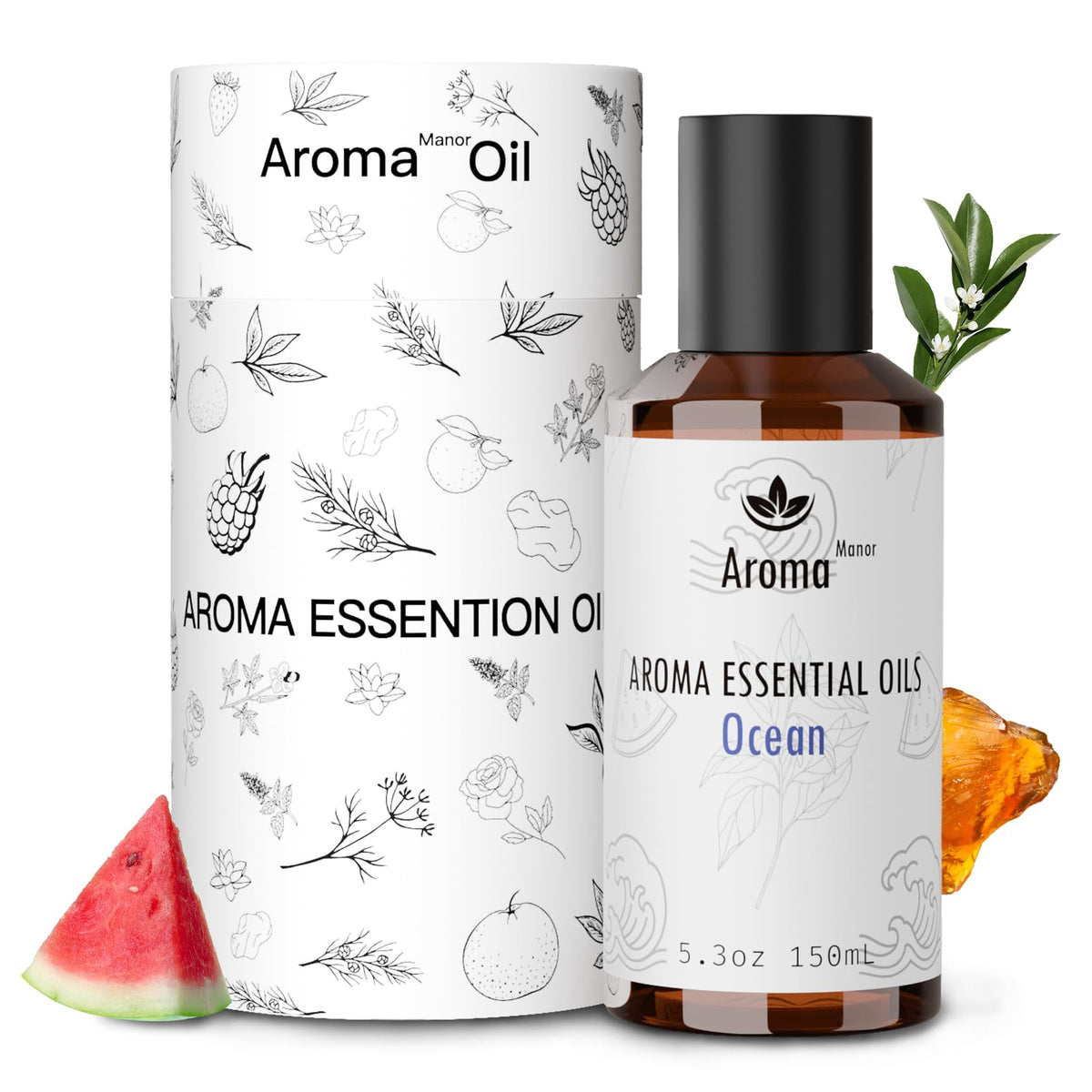 Aroma Manor Ocean neroli note diffuser oil bottle for a refreshing ambiance.