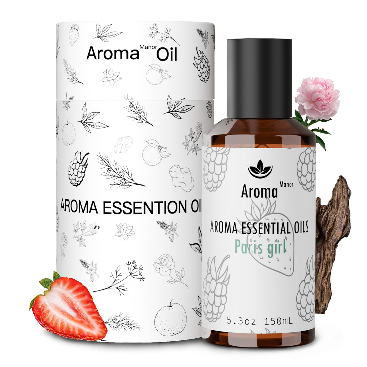 Aroma Manor Paris Girl bottle closeup illustrating premium diffuser use