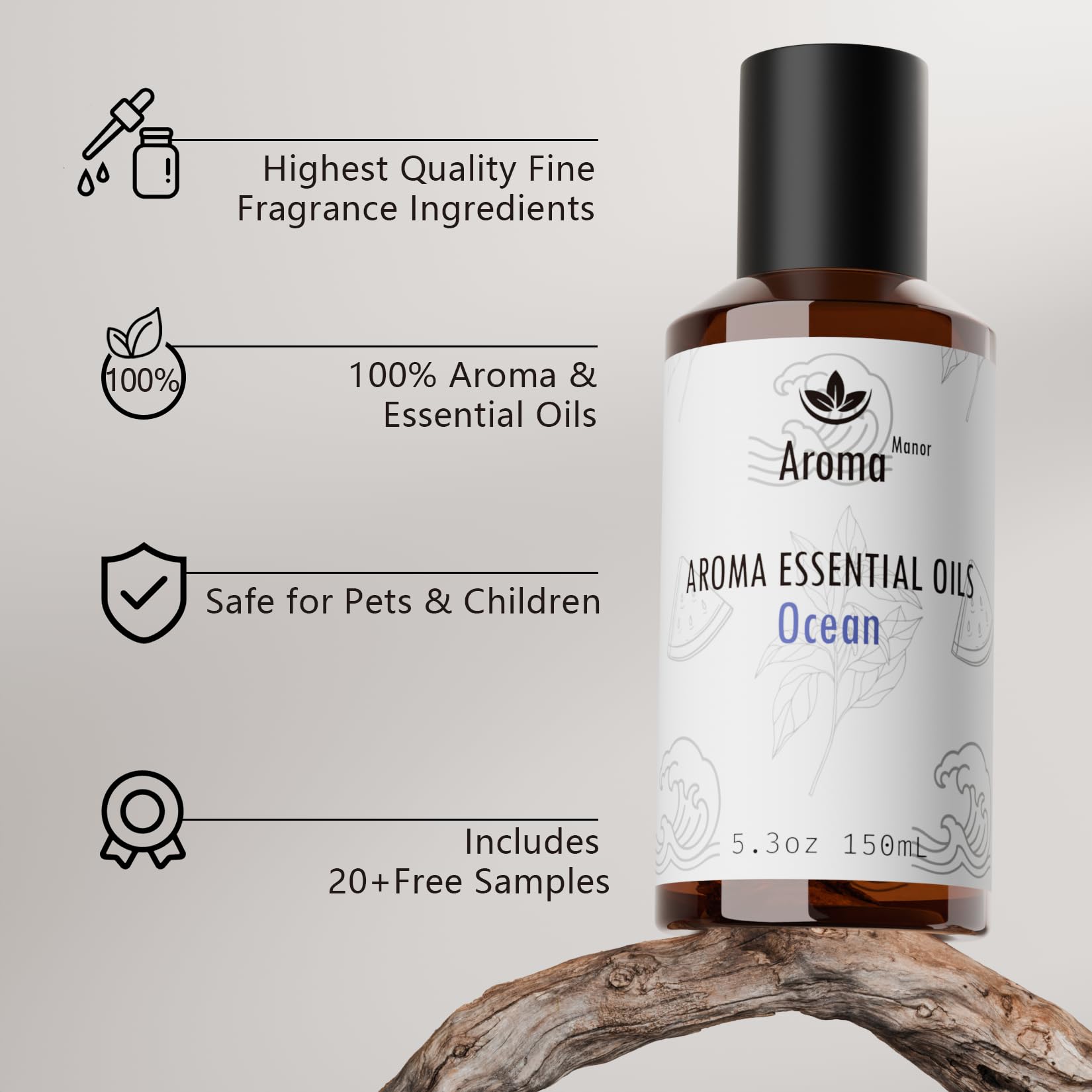 Aroma Manor pure fragrance oil formula, free from alcohol and fillers.