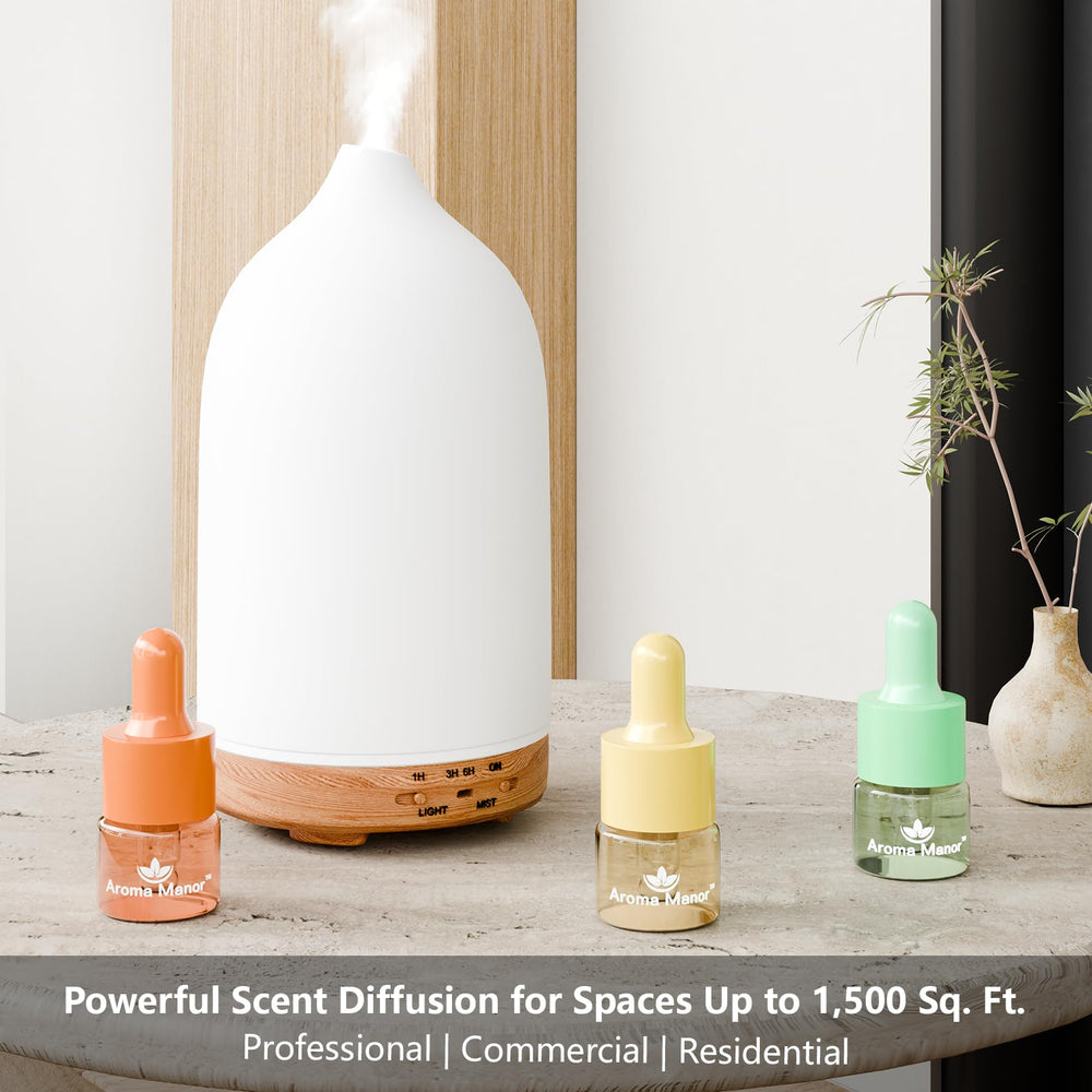 Sunset Oud diffuser in-room scene showing instant ambient fragrance