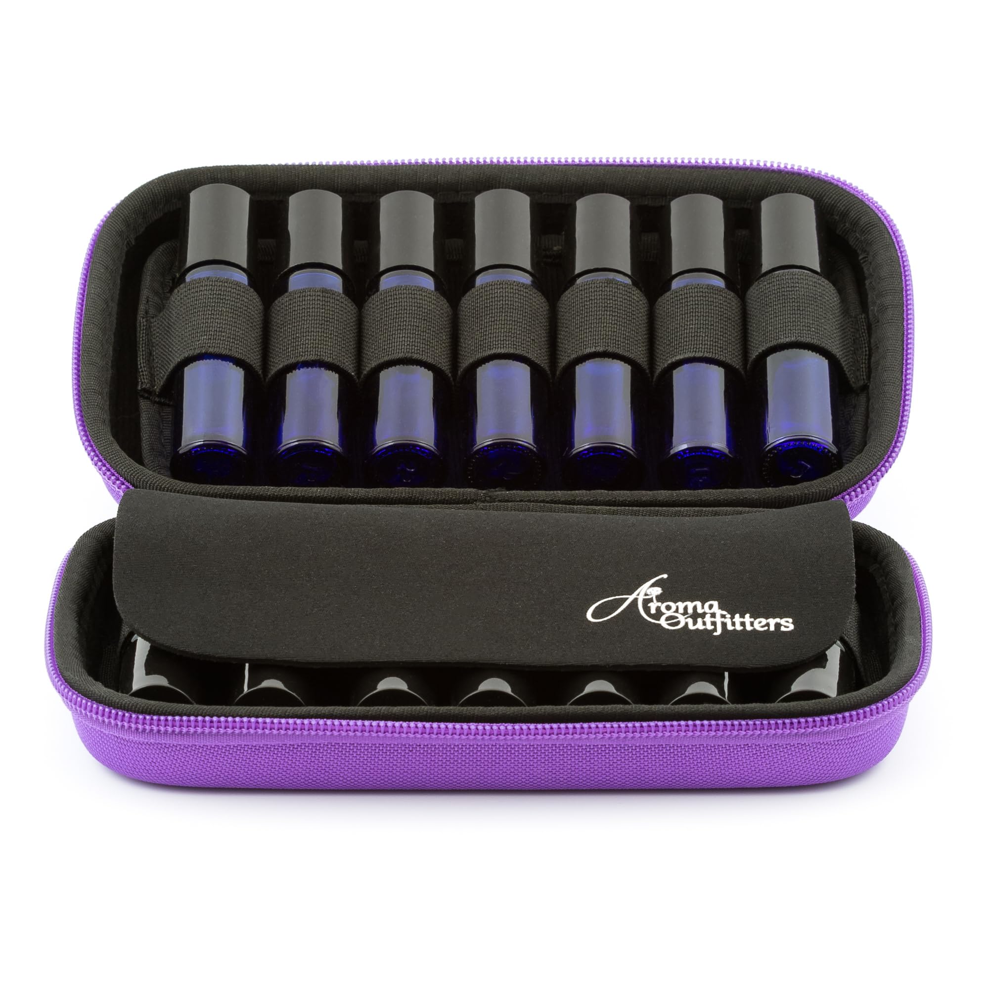 Aroma Outfitters essential oil carrying case front view in purple, durable travel-safe design.