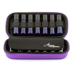 Aroma Outfitters essential oil carrying case front view in purple, durable travel-safe design.