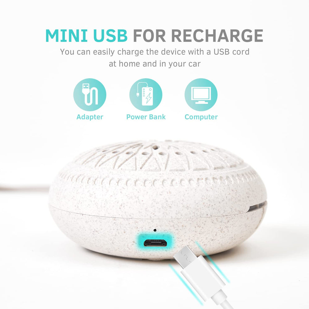 Aroma Promise portable diffuser demonstrates wireless setup for travel use.