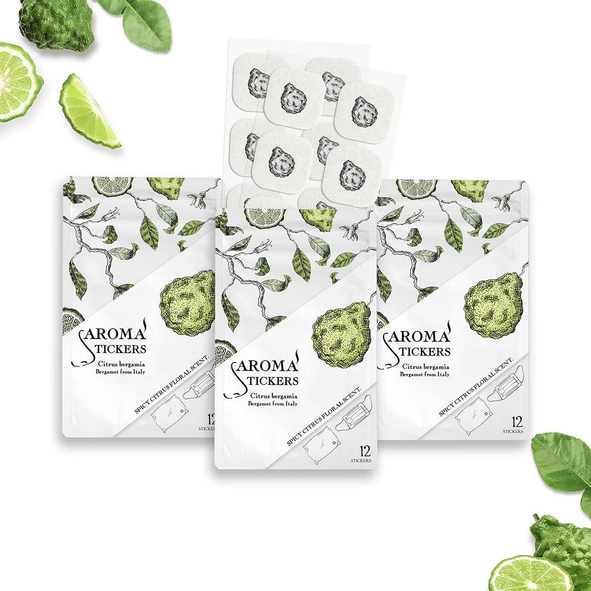 AROMA STICKERS Bergamot patch on mask delivers a refreshing citrus scent for quick mood lift