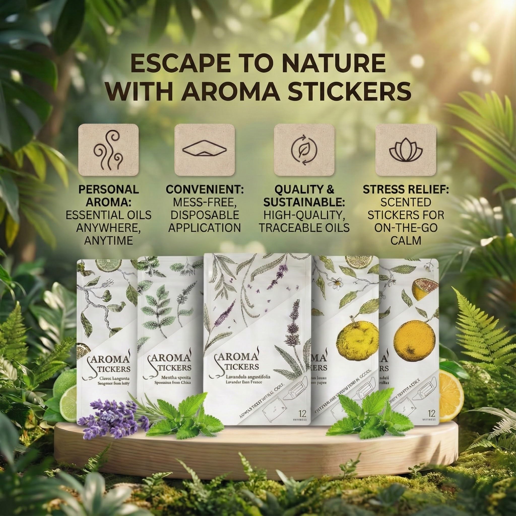 AROMA STICKERS Spearmint pack contents with 36 patches