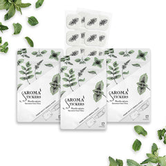 AROMA STICKERS Spearmint label close-up showing natural ingredients