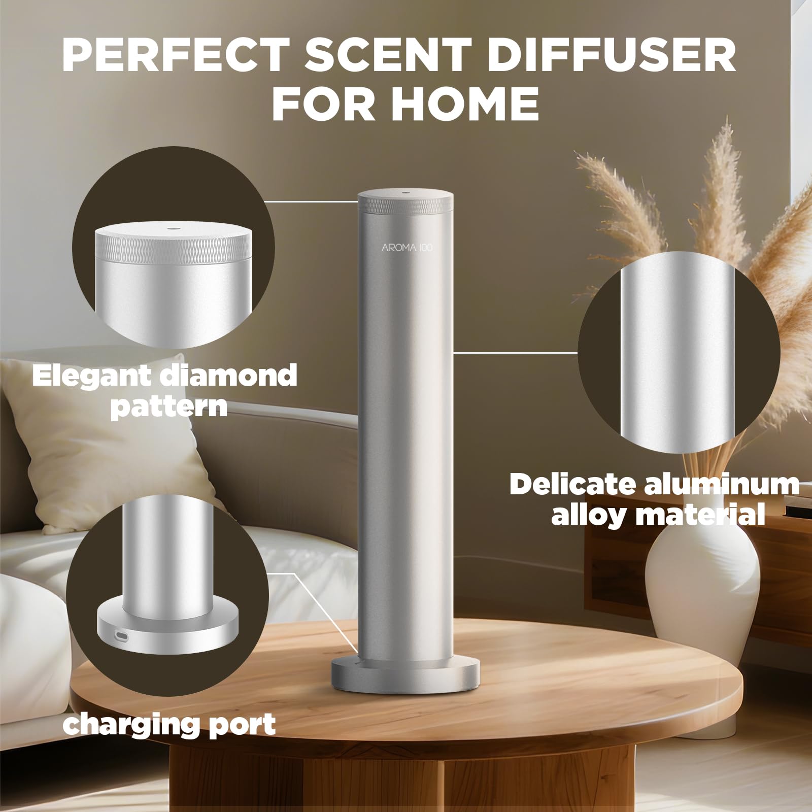 Aroma100 diffuser shows premium aluminum alloy construction for durability