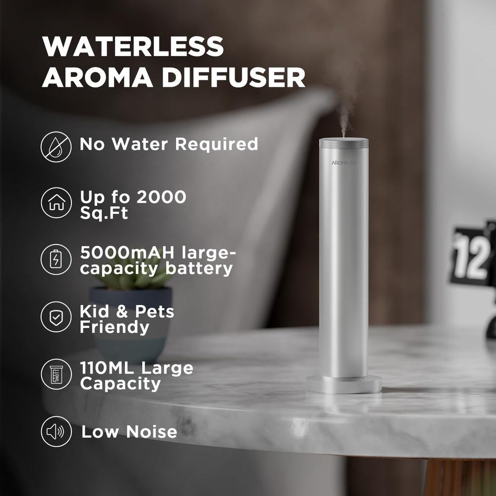 Aroma100 diffuser side profile in a modern space showcasing the sleek design