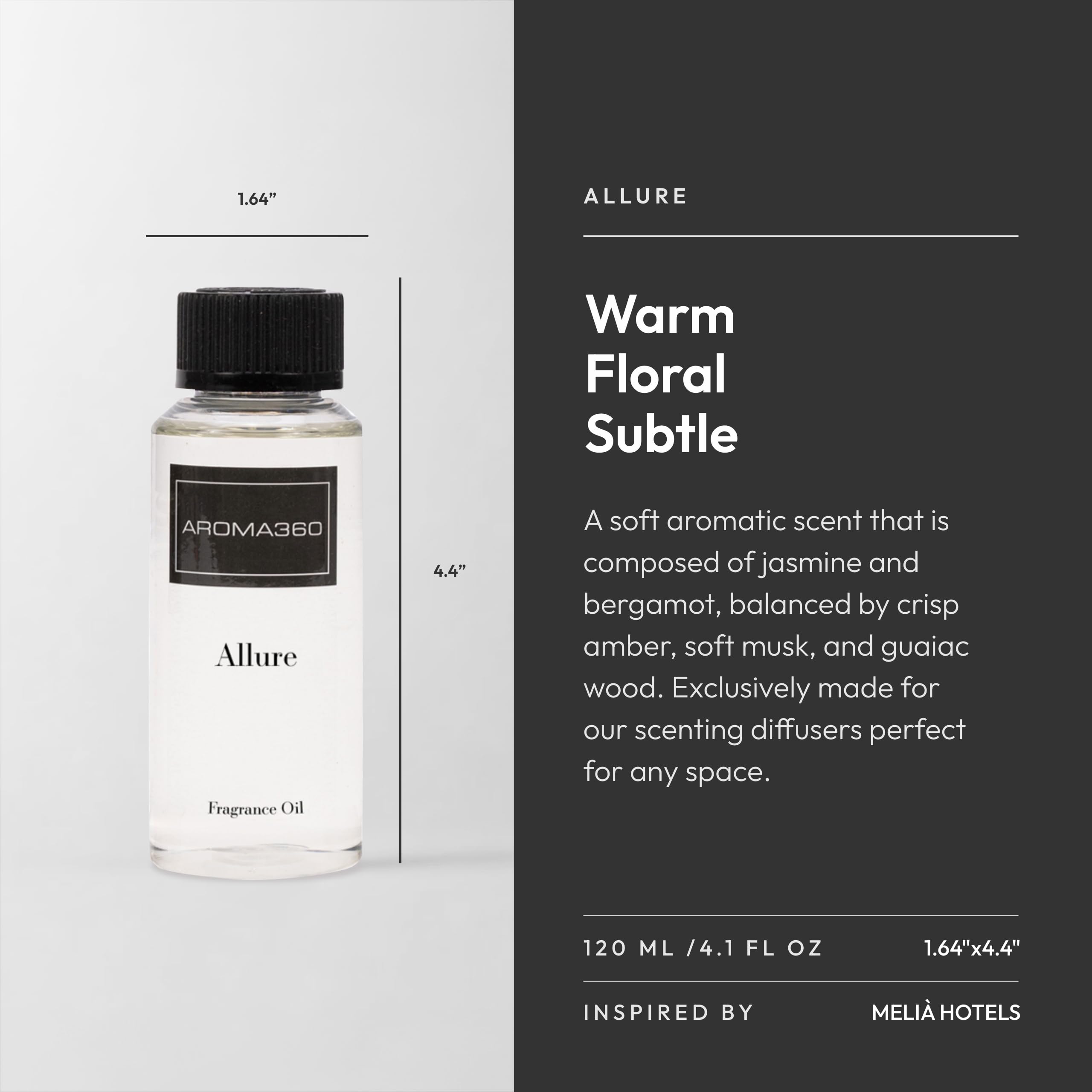 Aroma360 Allure bottle pour captures luxurious oil application for a calm home.