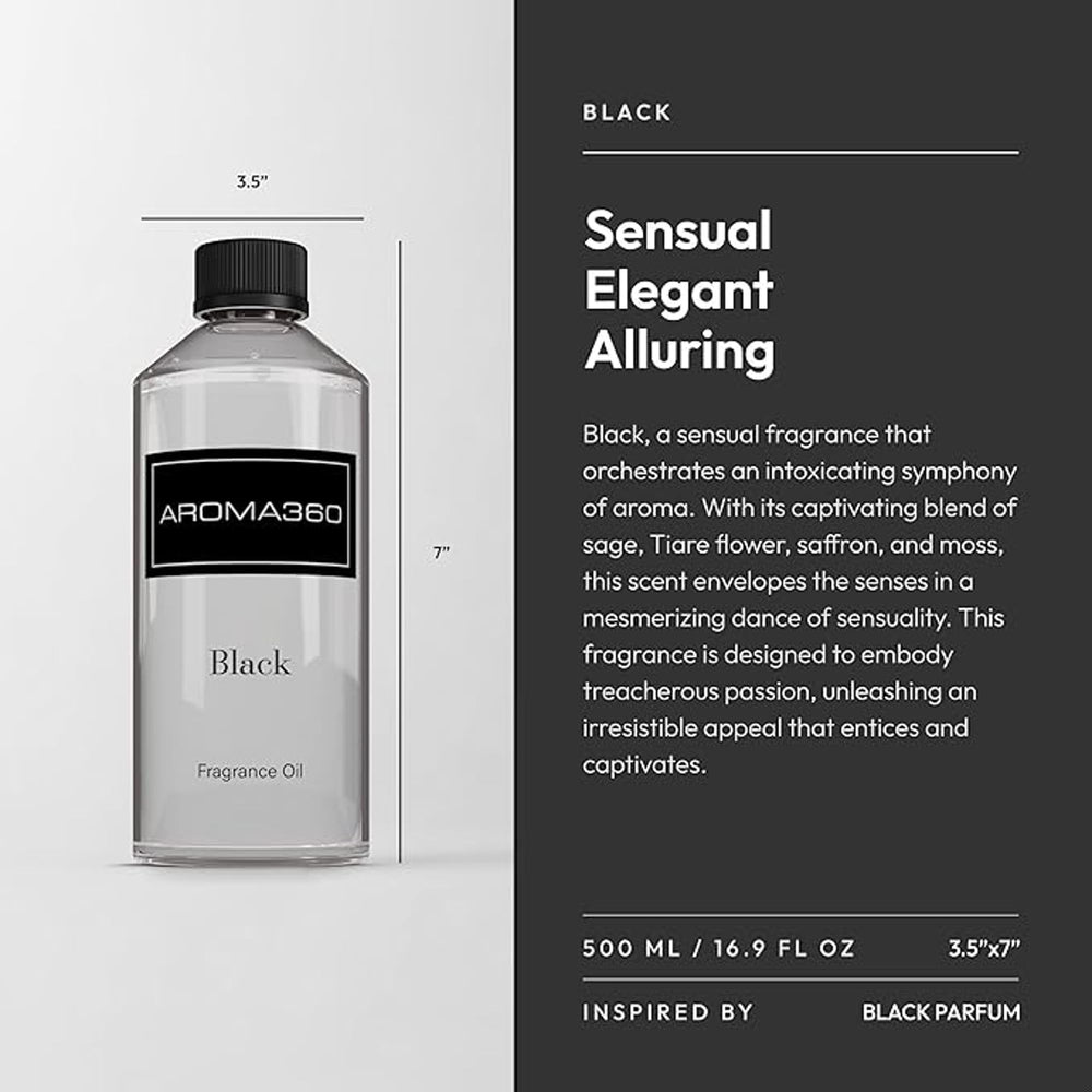 Aroma360 Black Diffuser Oil Blend pour demonstrates easy setup and continuous aroma.