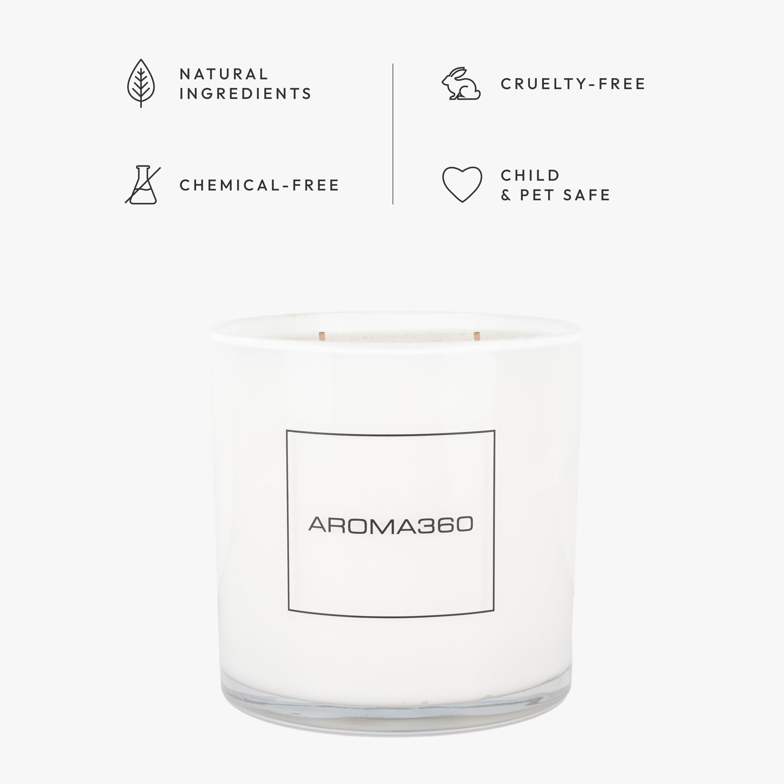 Aroma360 Black Velvet 4-Wick Candle detailed label for premium branding.