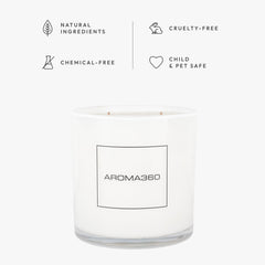 Aroma360 Black Velvet 4-Wick Candle detailed label for premium branding.