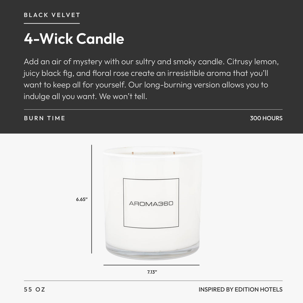 Aroma360 Black Velvet 4-Wick Candle wax pool showcases clean burn potential.