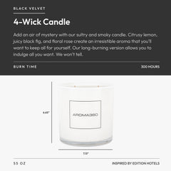 Aroma360 Black Velvet 4-Wick Candle wax pool showcases clean burn potential.