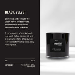 Aroma360 Black Velvet candle flame and scent visual for elegant ambience.