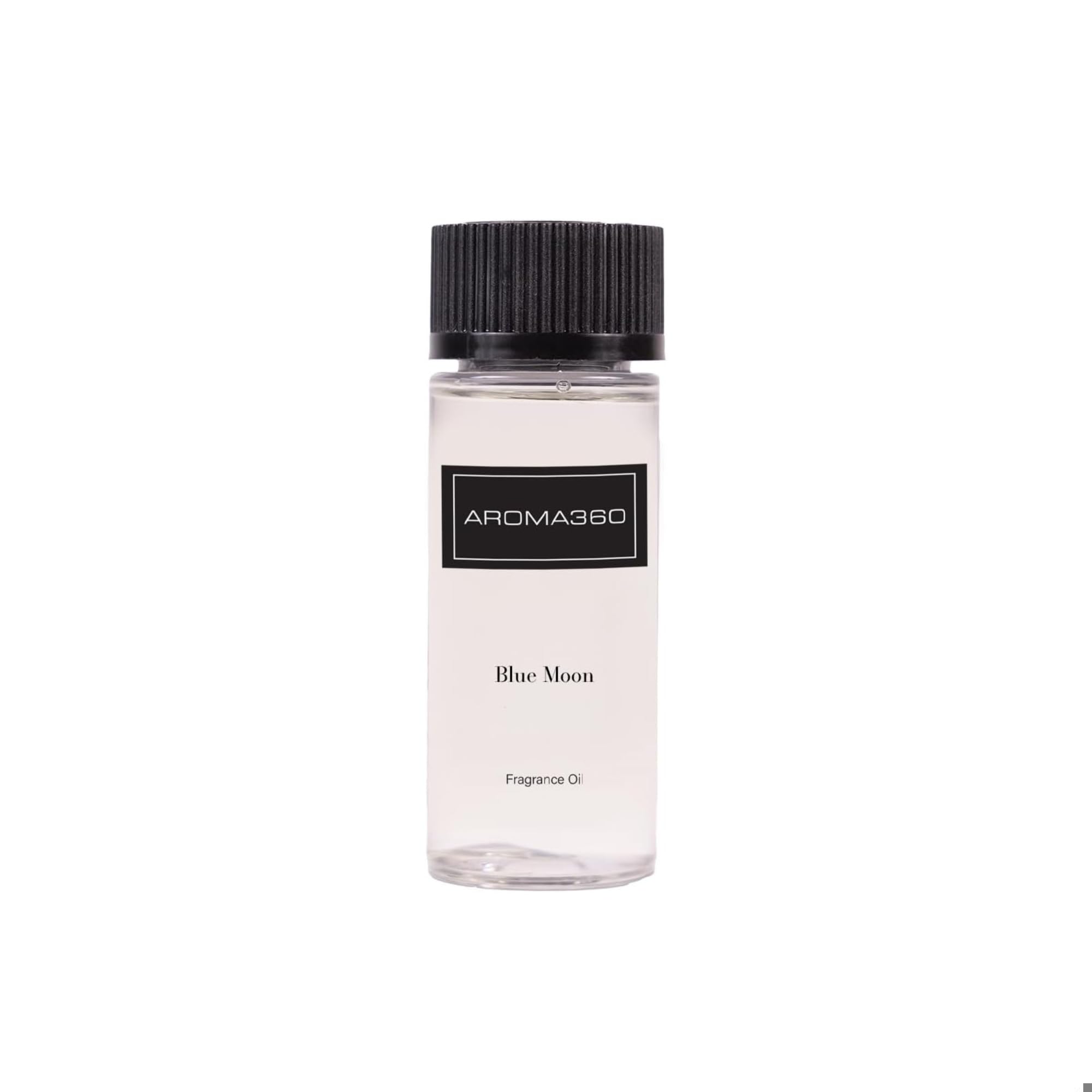 Aroma360 Blue 50mL bottle closeup for premium home fragrance.