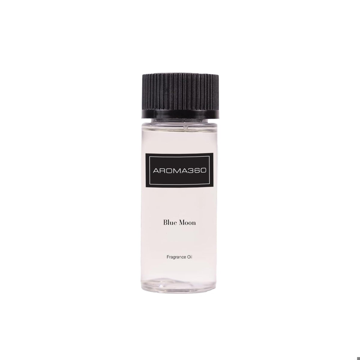 Aroma360 Blue 50mL bottle closeup for premium home fragrance.