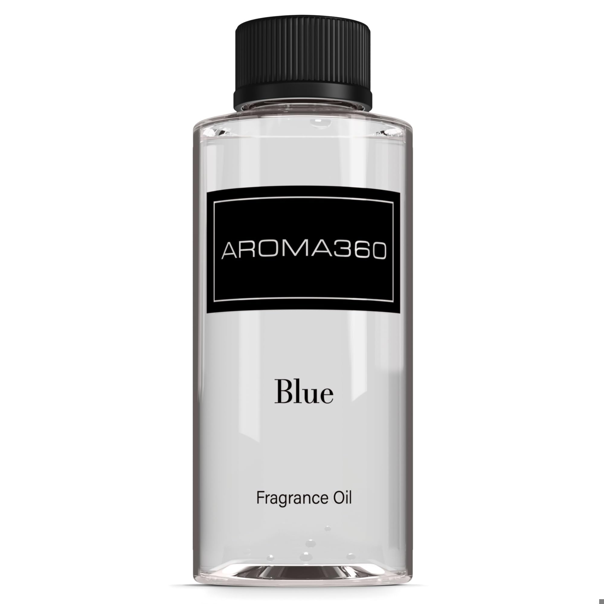 Aroma360 Blue Diffuser Oil Blend bottle close-up enhances living room ambiance.