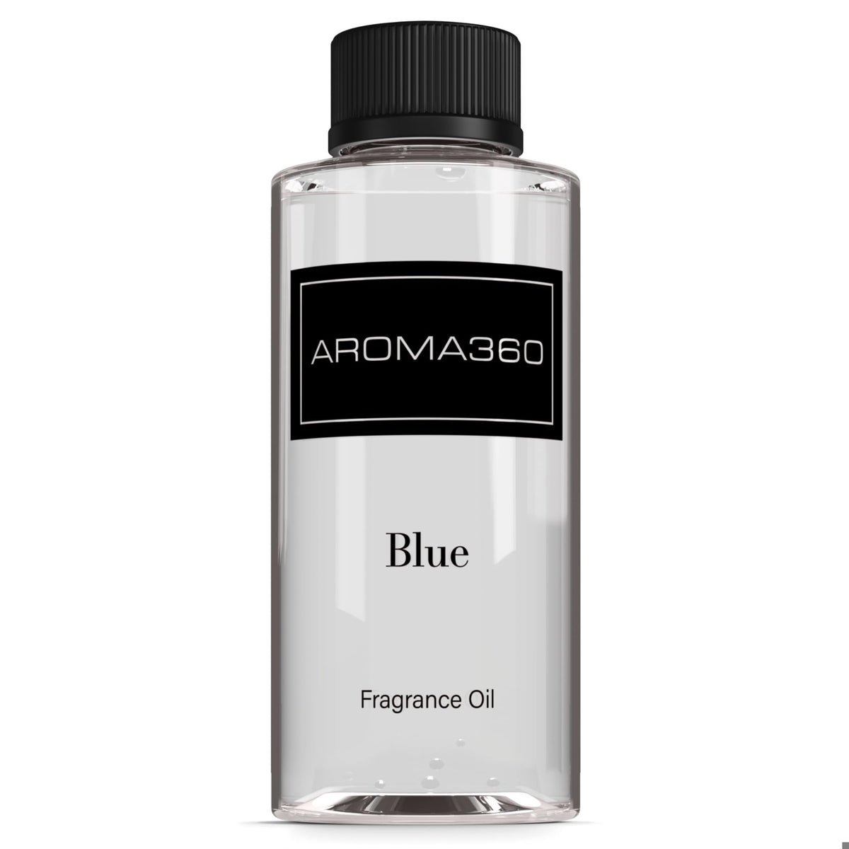 Aroma360 Blue Diffuser Oil Blend bottle close-up enhances living room ambiance.