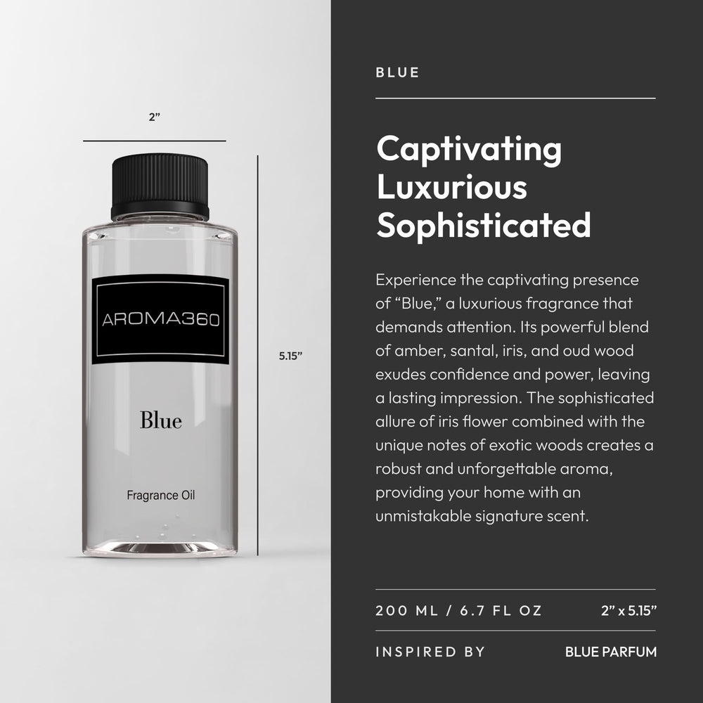 Aroma360 Blue Diffuser Oil Blend in a softly lit area creates calm at home.