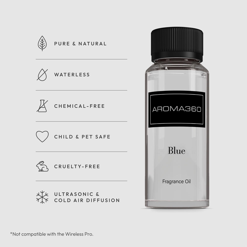 Aroma360 Blue Diffuser Oil Blend reed diffuser sticks provide continuous fragrance.