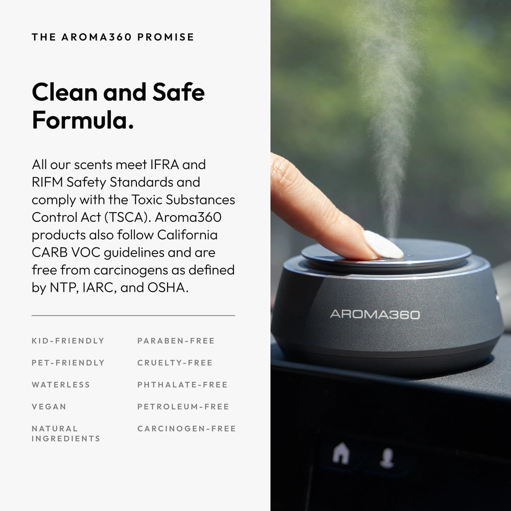 Aroma360 Portable diffuser cartridge plugged into USB for on-the-go aroma.