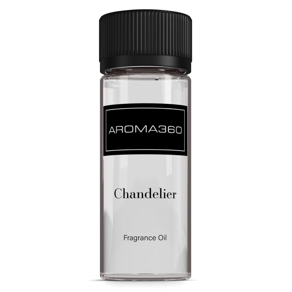 Aroma360 Chandelier bottle pour shows premium packaging and diffusion for refined scent