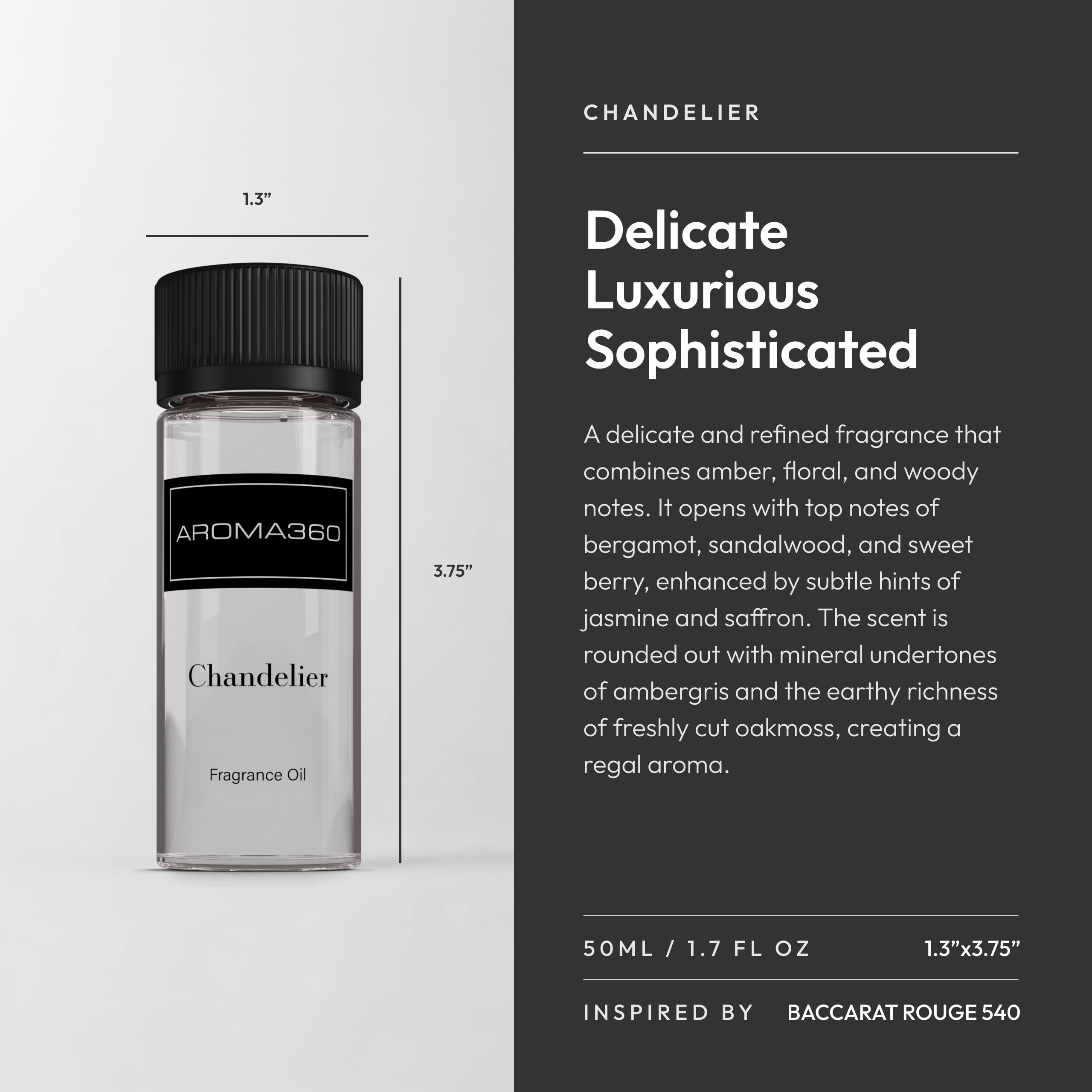 Aroma360 Chandelier scent notes highlight bergamot, sandalwood and saffron for vibrant ambiance