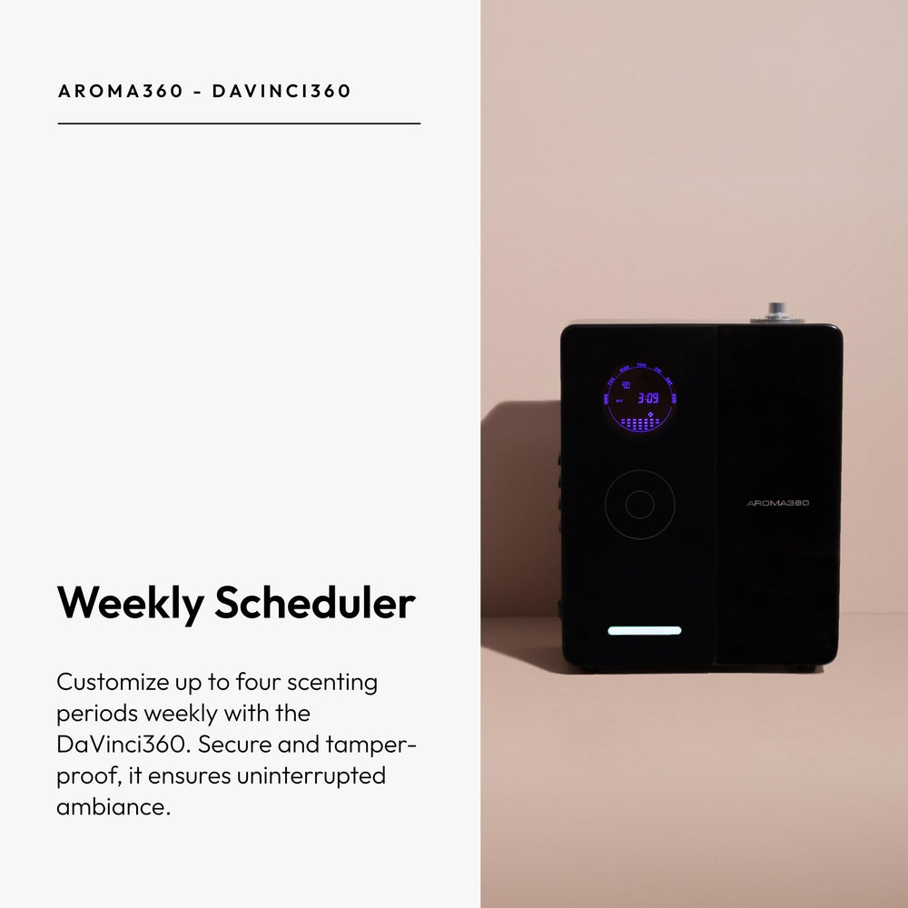 Aroma360 DaVinci360 built-in fan providing even fragrance distribution.