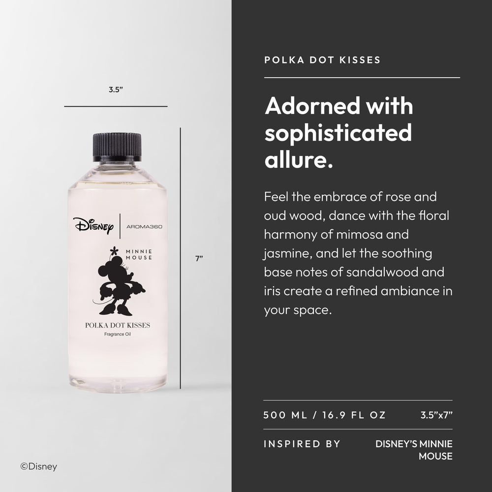 Aroma360 Disney Polka Dot Kisses bottle pour enables quick scent refresh