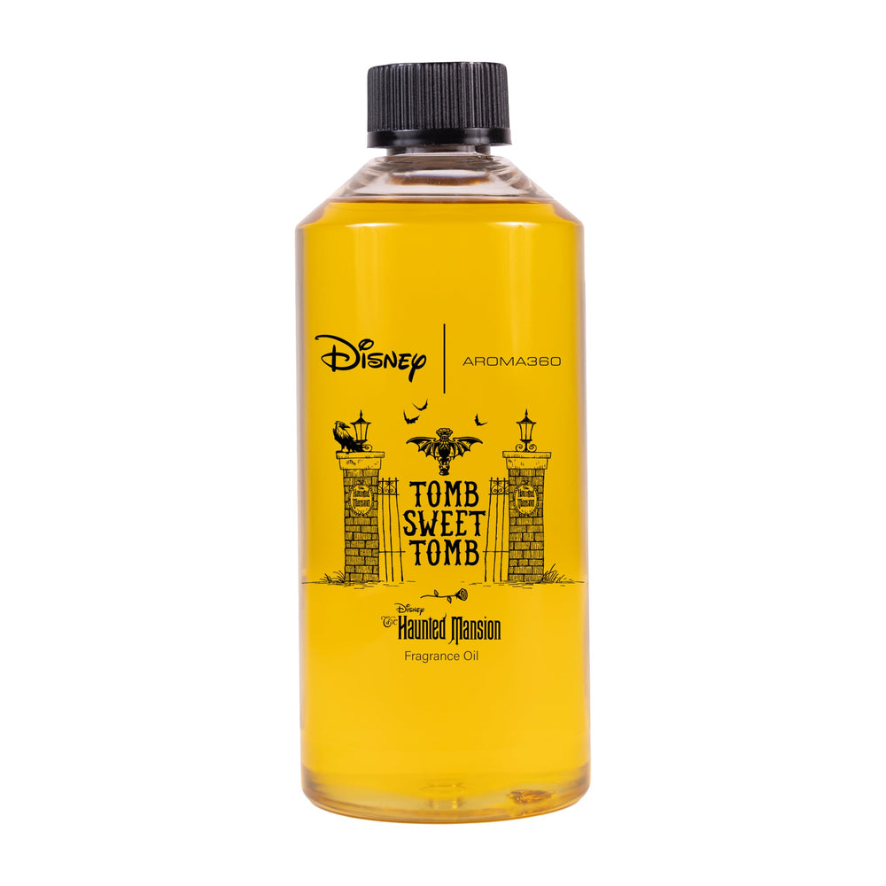 Aroma360 Disney Tomb Sweet Tomb oil blend bottle for captivating room fragrance