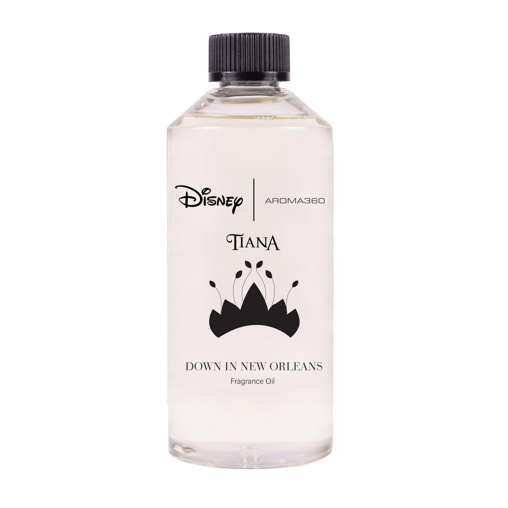 Aroma360 Down in New Orleans bottle pour highlights coconut bergamot aroma for mood enhancement