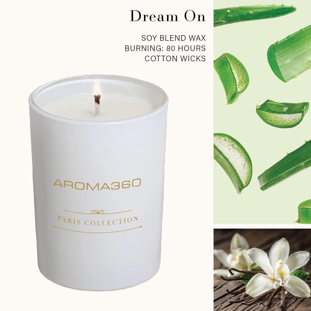 Hand-poured Aroma360 Dream On candles showing artisan craft