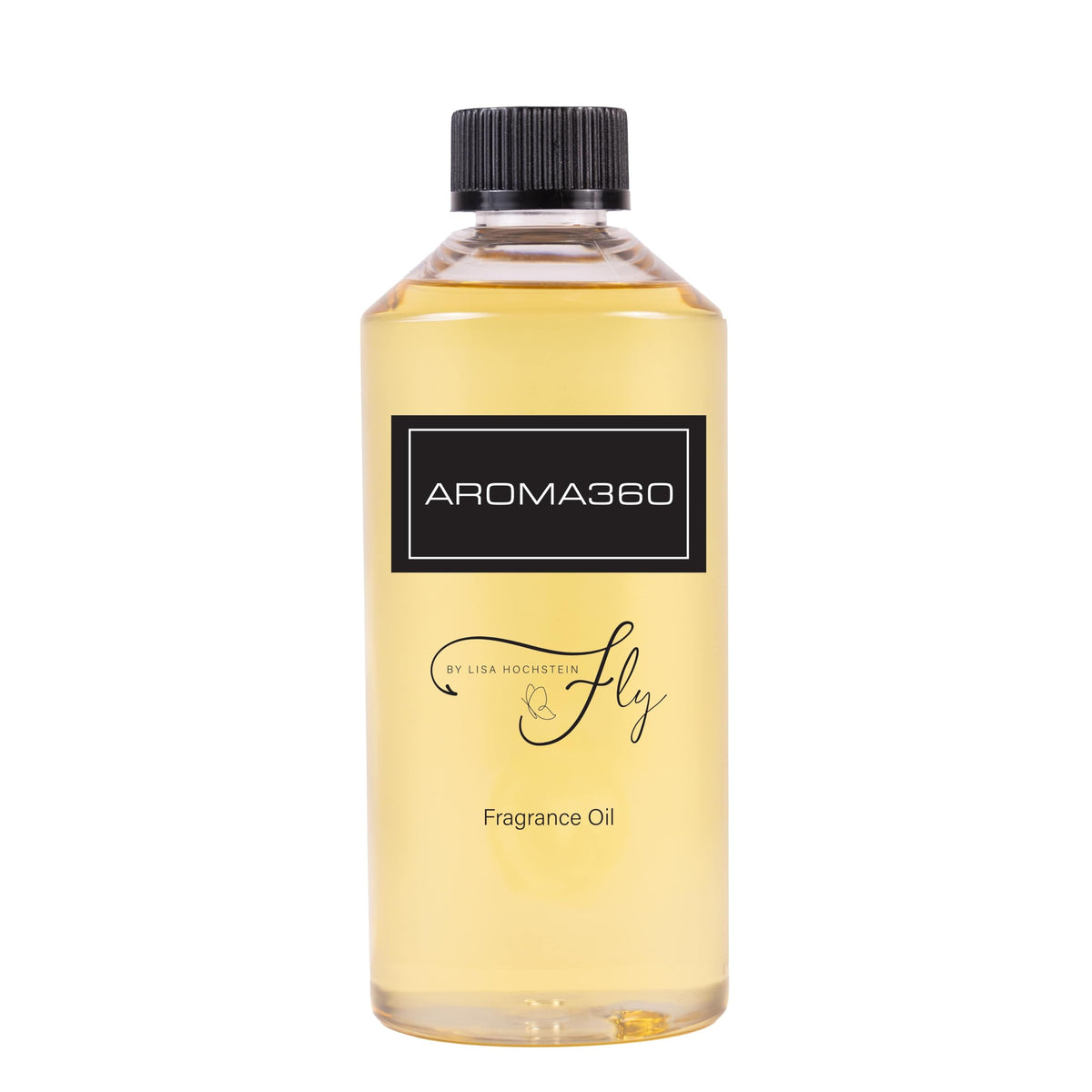Aroma360 Fly diffuser oil bottle with citrus and florals, delivering a long-lasting aroma