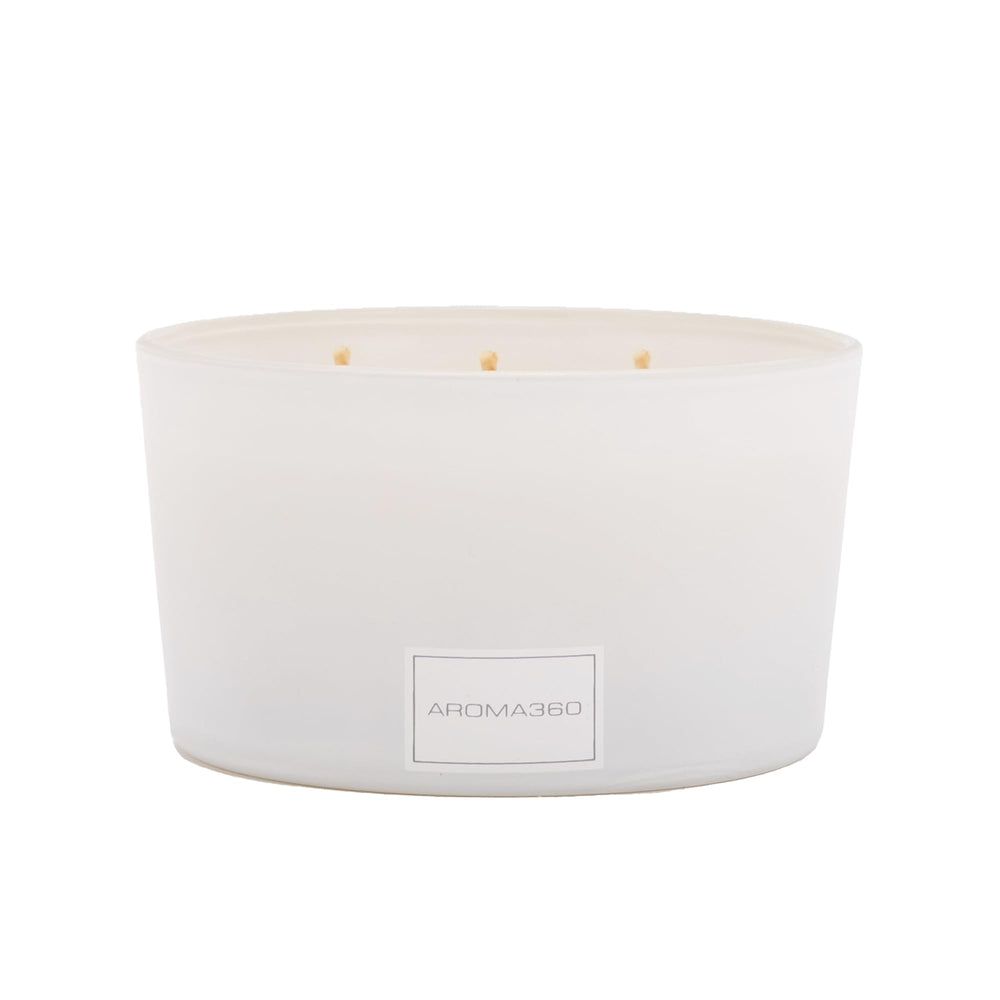 Aroma360 Iris 9oz candle front view with premium soy and essential oils for ambiance.