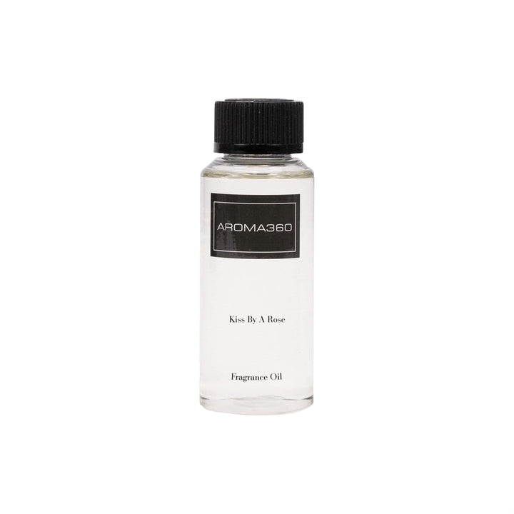 Aroma360 Kiss by a Rose 120ml bottle enhances room ambiance with a luxurious fragrance for diffusers.