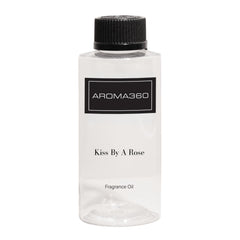 Aroma360 Kiss by a Rose bottle showcasing a luxurious fragrance in a premium setting.