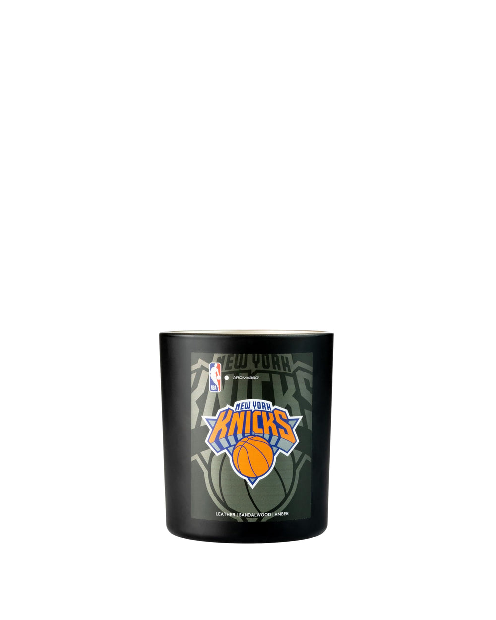 Aroma360 Knicks My Way candle with exclusive Knicks design for game-day ambiance and long-lasting fragrance.