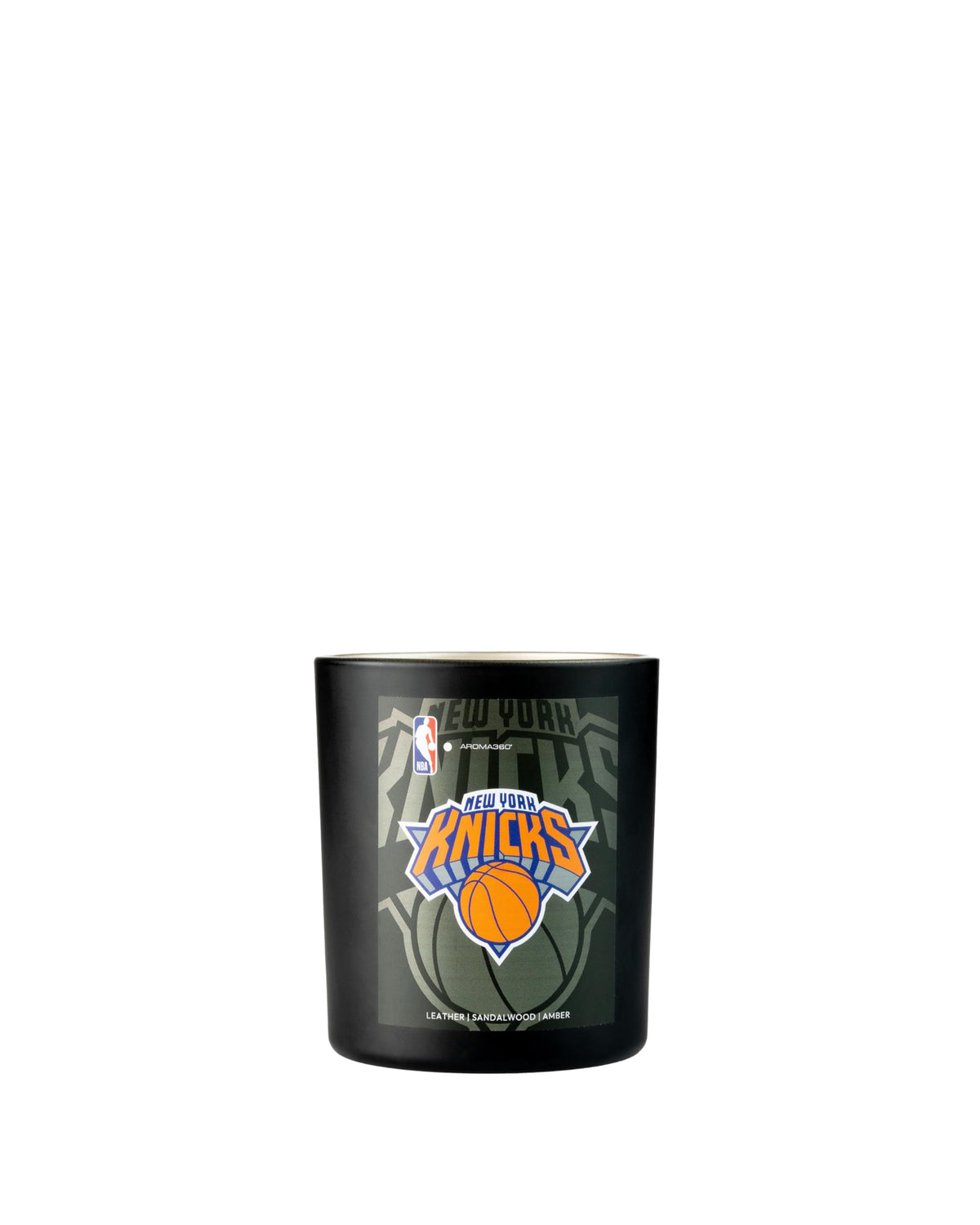 Aroma360 Knicks My Way candle with exclusive Knicks design for game-day ambiance and long-lasting fragrance.