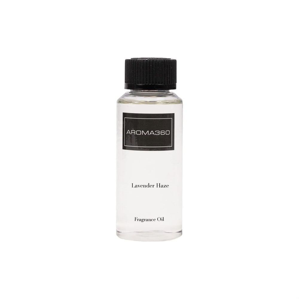 Aroma360 Lavender Haze bottle front view, ideal for ambient relaxation and diffuser use.