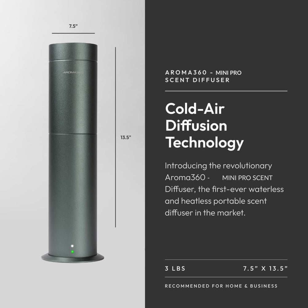 Aroma360 Mini Pro diffuser remote control view highlights easy, adjustable scent intensity.