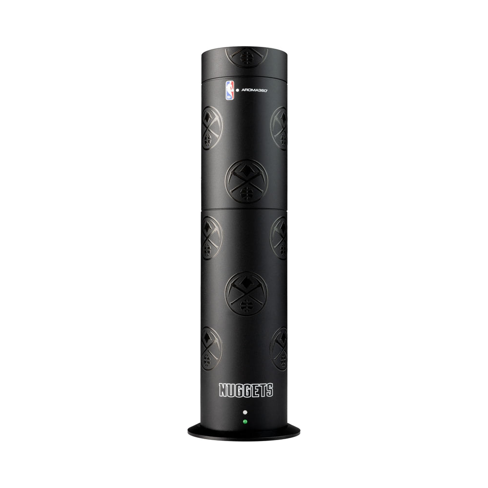 Aroma360 NBA Denver Nuggets diffuser in a room setup shows portable, waterless aroma for offices