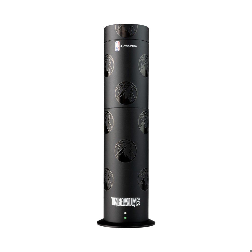 Aroma360 Minnesota Timberwolves diffuser logo display for stylish room enhancement and scent mood.