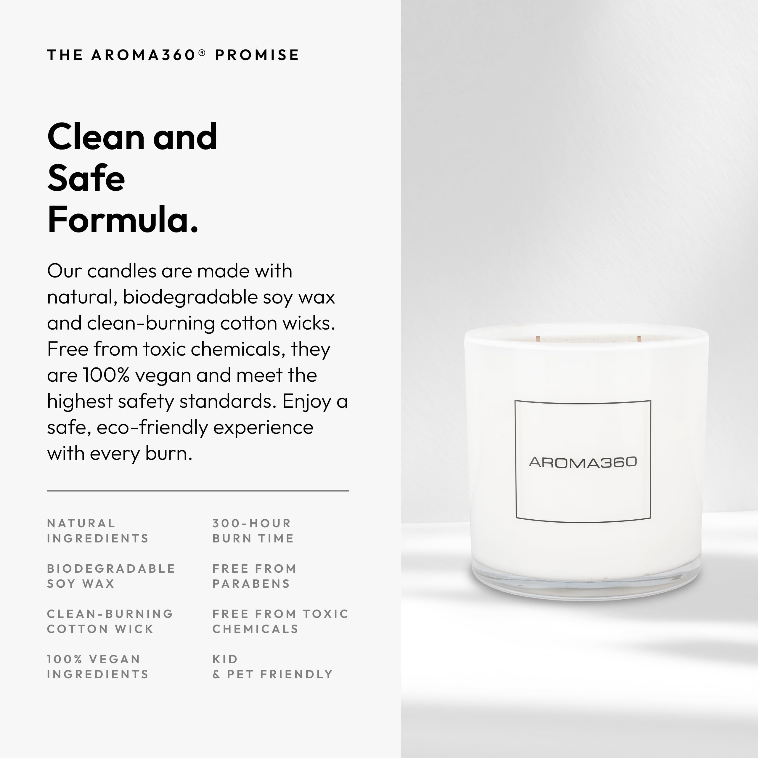 Aroma360 November Rain candle lit with orange and grapefruit notes for a vibrant atmosphere.