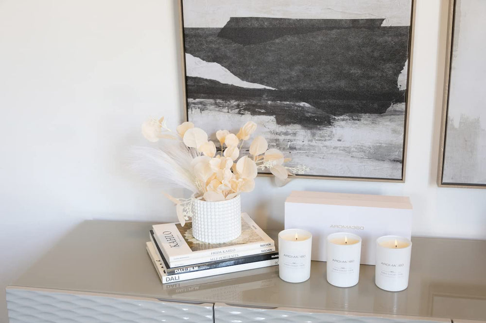 Aroma360 Paris Collection cotton wick closeup emphasizes clean, steady burn