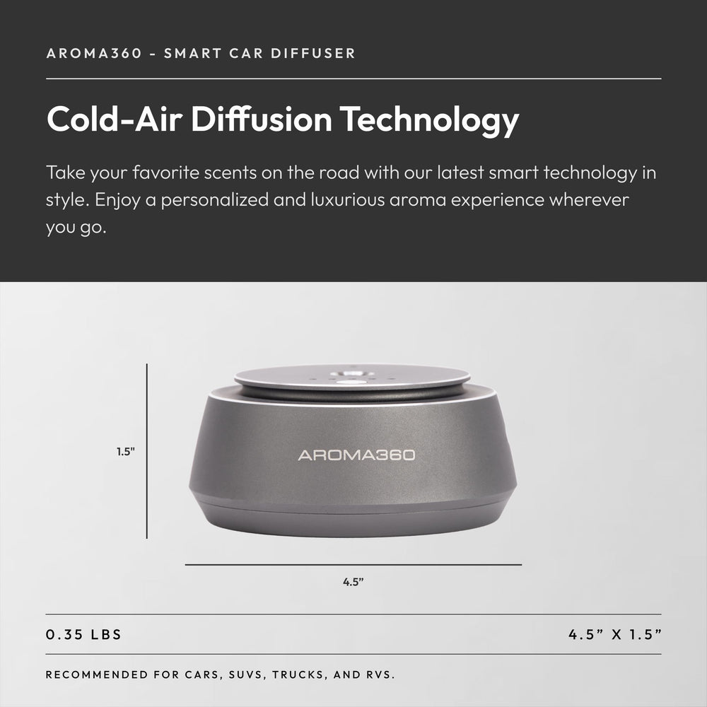 Aroma360 portable aromatherapy diffusion delivers on the go fragrance with a clean, even aroma.