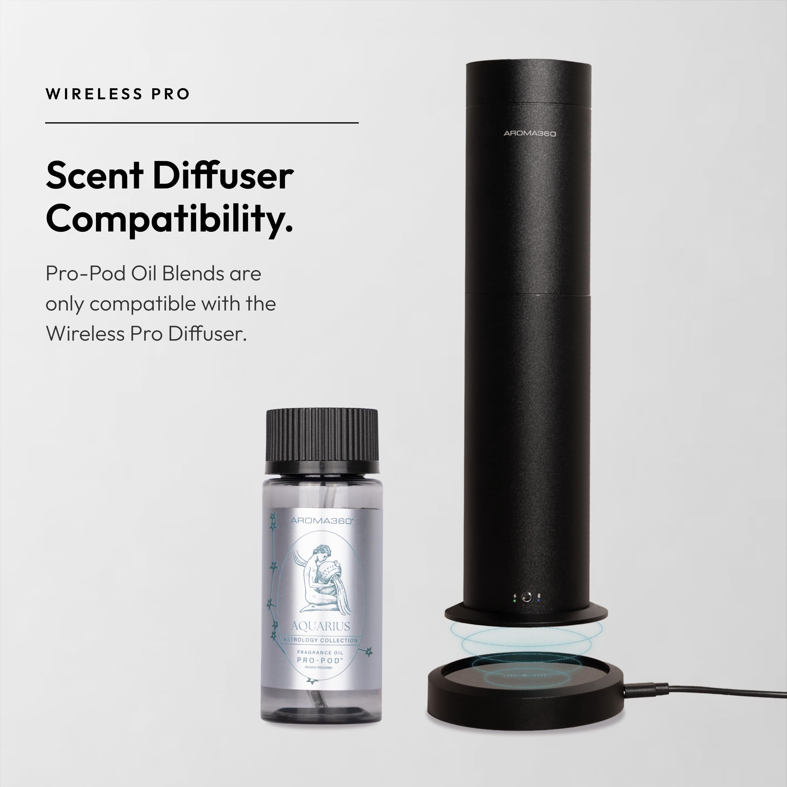 Aroma360 Pro Pod packaging highlighting vegan, cruelty-free luxury.